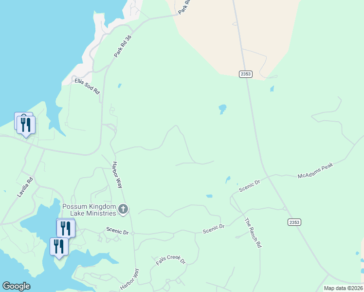 map of restaurants, bars, coffee shops, grocery stores, and more near 1020 Highland Drive in Graford