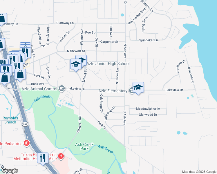 map of restaurants, bars, coffee shops, grocery stores, and more near 151 Ann Court in Azle