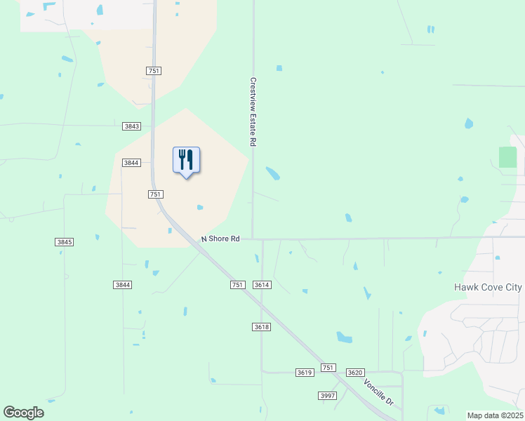 map of restaurants, bars, coffee shops, grocery stores, and more near 9135 Crestview Estate Road in Quinlan