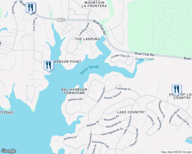map of restaurants, bars, coffee shops, grocery stores, and more near 7904 Sandy Shores Court in Fort Worth