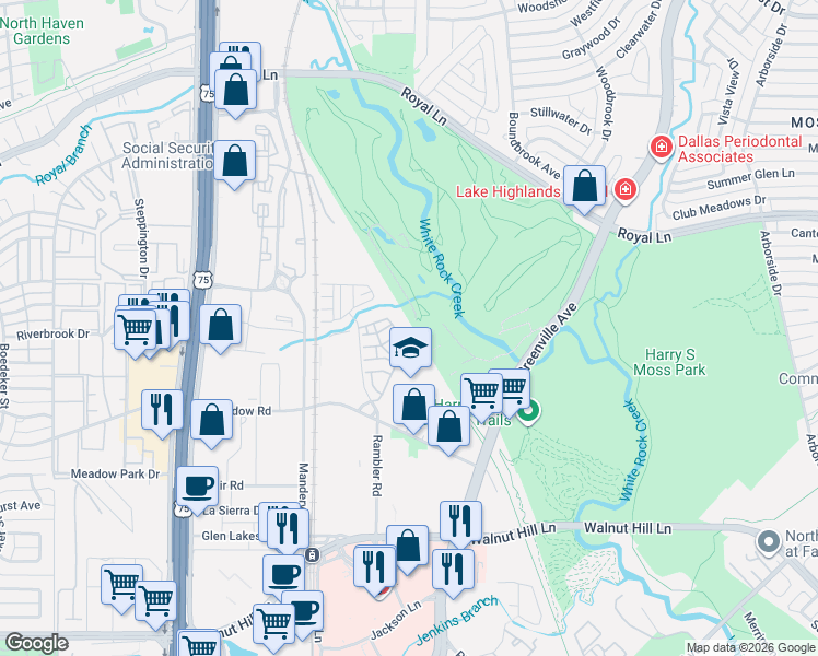 map of restaurants, bars, coffee shops, grocery stores, and more near 7915 Greenville Avenue in Dallas