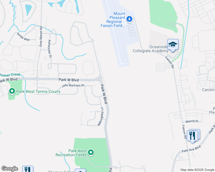 map of restaurants, bars, coffee shops, grocery stores, and more near 1638 Mermentau Street in Mount Pleasant