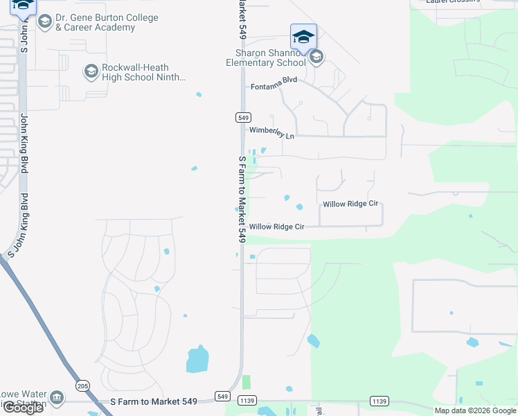 map of restaurants, bars, coffee shops, grocery stores, and more near 2287 South Farm to Market 549 in Rockwall