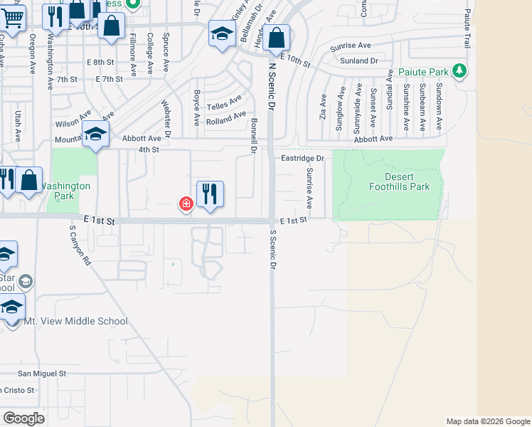 map of restaurants, bars, coffee shops, grocery stores, and more near 100-198 N Scenic Dr in Alamogordo
