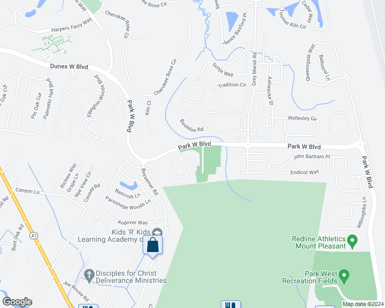 map of restaurants, bars, coffee shops, grocery stores, and more near 3528 Bagley Drive in Mount Pleasant