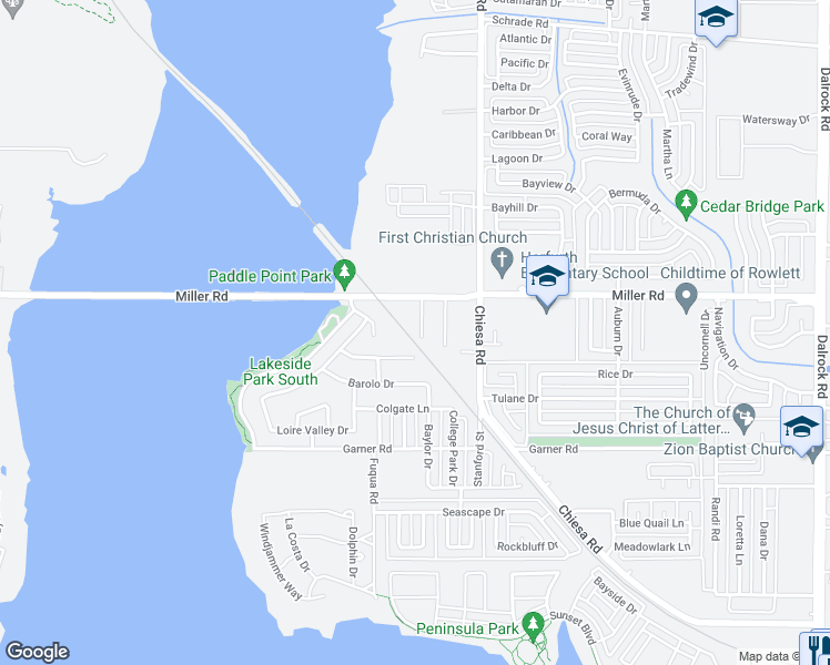 map of restaurants, bars, coffee shops, grocery stores, and more near 3102 Glen Hill Drive in Rowlett
