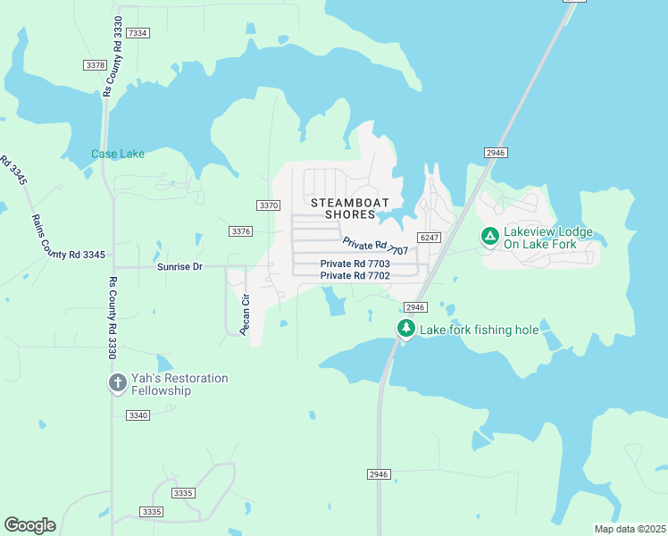 map of restaurants, bars, coffee shops, grocery stores, and more near 349 Private Road 7703 in Emory