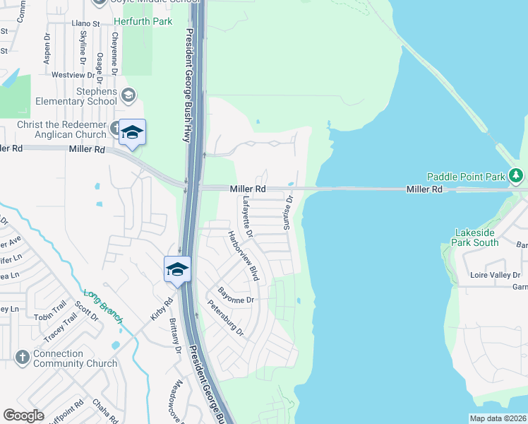 map of restaurants, bars, coffee shops, grocery stores, and more near 5113 Natchez Drive in Rowlett