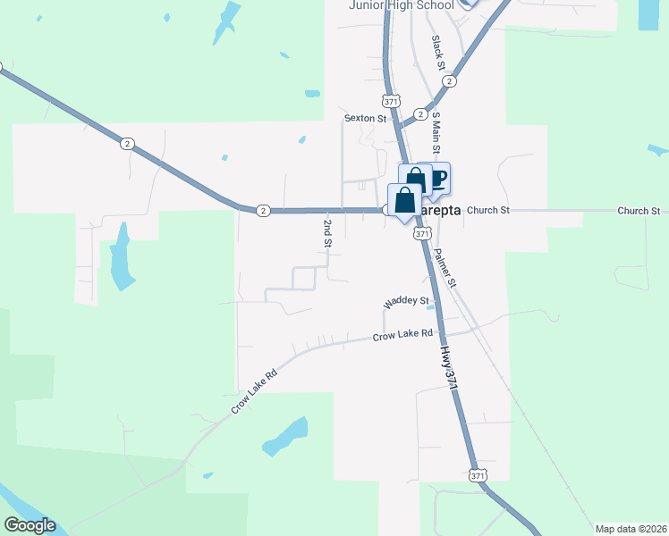 map of restaurants, bars, coffee shops, grocery stores, and more near 299 2nd Street in Sarepta