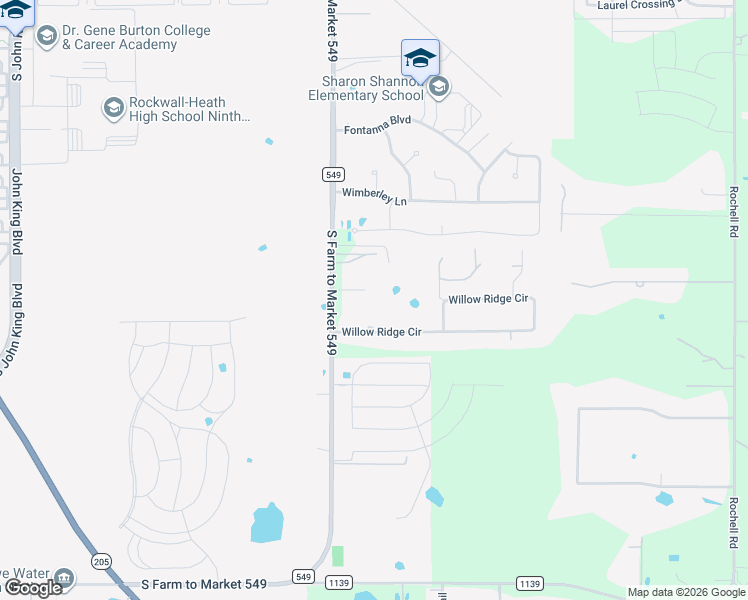 map of restaurants, bars, coffee shops, grocery stores, and more near 2287 South Farm To market 549 in Rockwall
