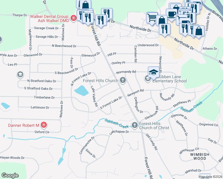 map of restaurants, bars, coffee shops, grocery stores, and more near 858 Green Oak Terrace in Macon