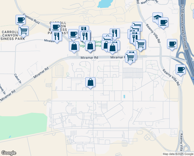 map of restaurants, bars, coffee shops, grocery stores, and more near 1503 Delta Road in San Diego