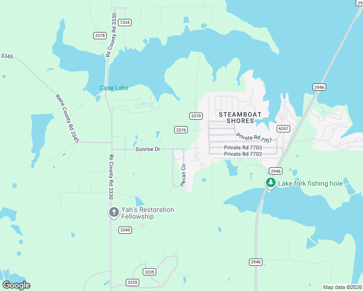 map of restaurants, bars, coffee shops, grocery stores, and more near 3360 County Road 3360 in Emory