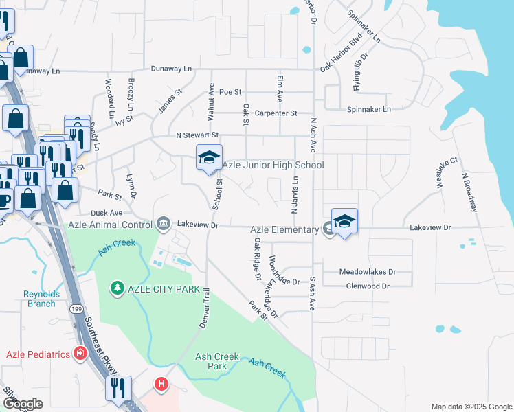 map of restaurants, bars, coffee shops, grocery stores, and more near 901 Martha Ln in Azle