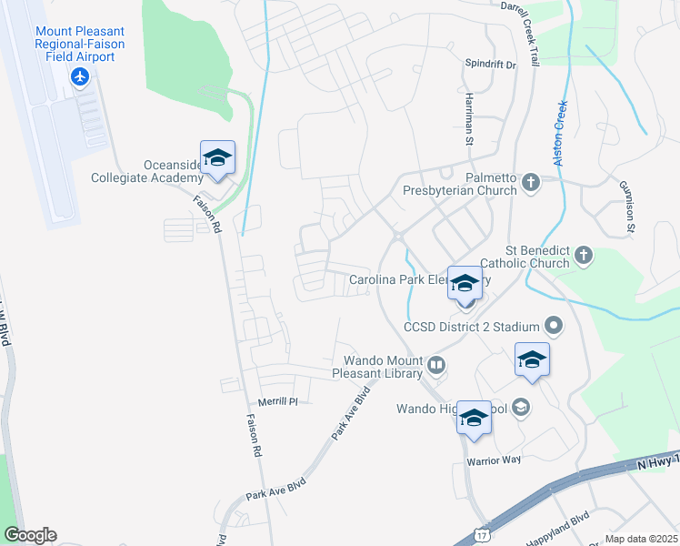 map of restaurants, bars, coffee shops, grocery stores, and more near Yarmouth Drive in Mount Pleasant