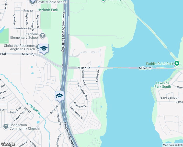 map of restaurants, bars, coffee shops, grocery stores, and more near 5113 Natchez Drive in Rowlett