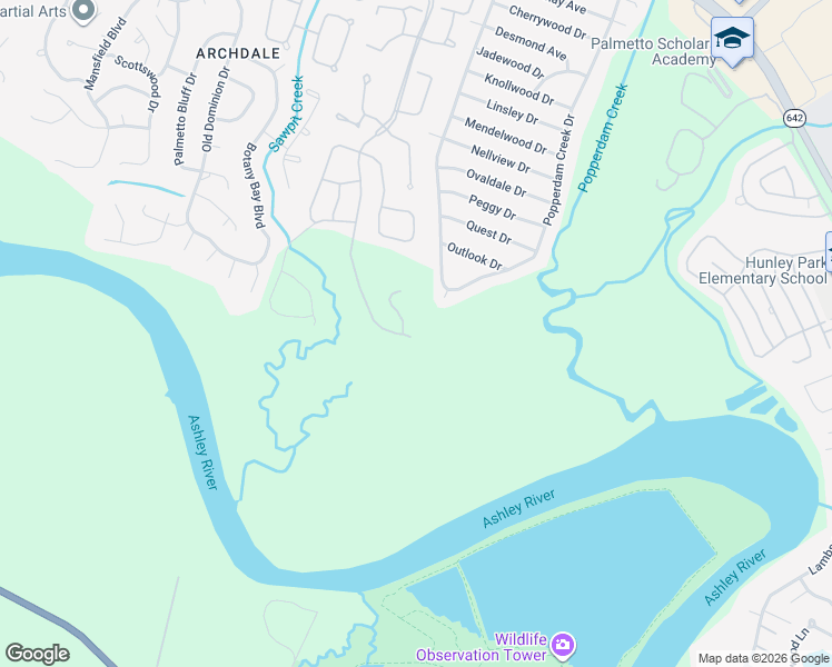 map of restaurants, bars, coffee shops, grocery stores, and more near 5071 Popperdam Creek Drive in North Charleston