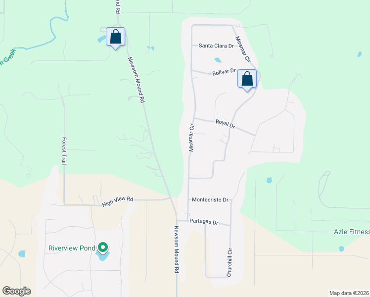 map of restaurants, bars, coffee shops, grocery stores, and more near 128 Miramar Circle in Weatherford