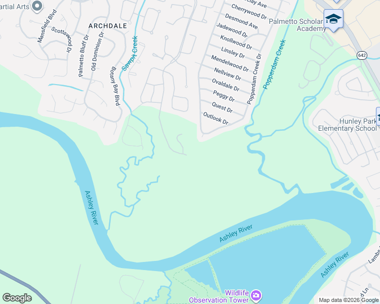 map of restaurants, bars, coffee shops, grocery stores, and more near 5071 Popperdam Creek Drive in North Charleston