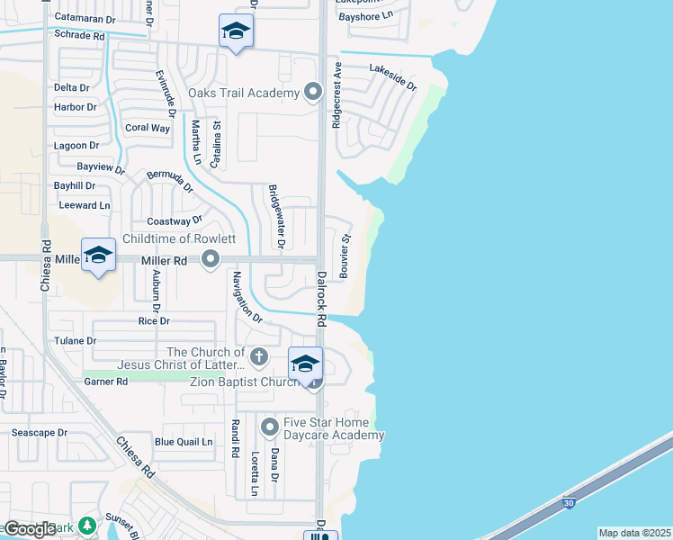 map of restaurants, bars, coffee shops, grocery stores, and more near 3008 Bouvier Street in Rowlett