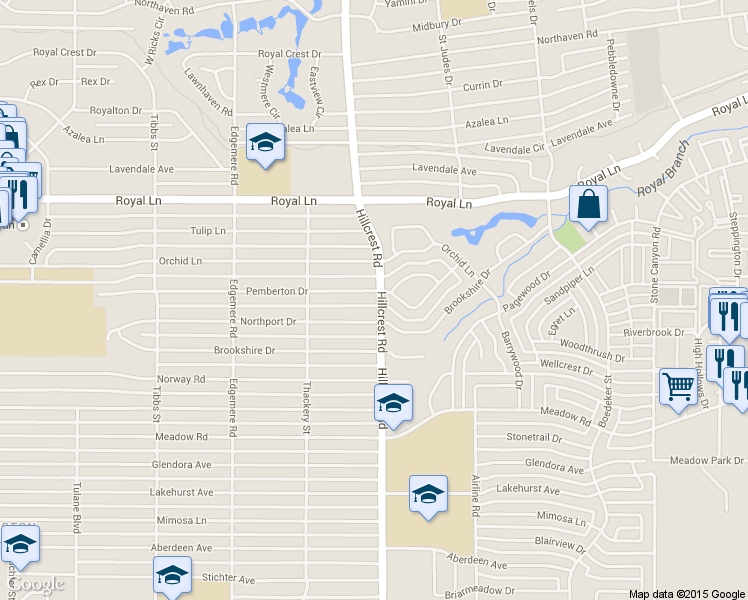 map of restaurants, bars, coffee shops, grocery stores, and more near 6823 Northport Dr in Dallas
