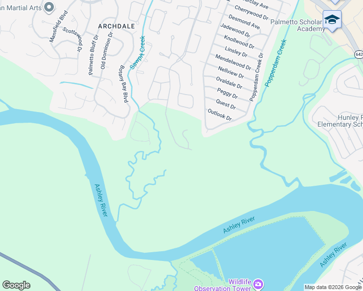 map of restaurants, bars, coffee shops, grocery stores, and more near 5075 Popperdam Creek Drive in North Charleston