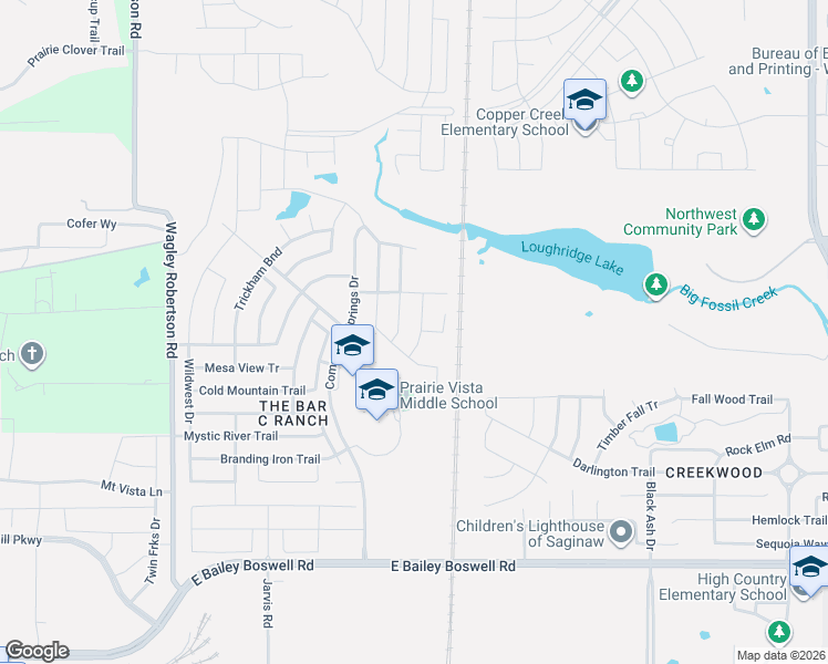 map of restaurants, bars, coffee shops, grocery stores, and more near 8316 Artesian Spring Drive in Fort Worth