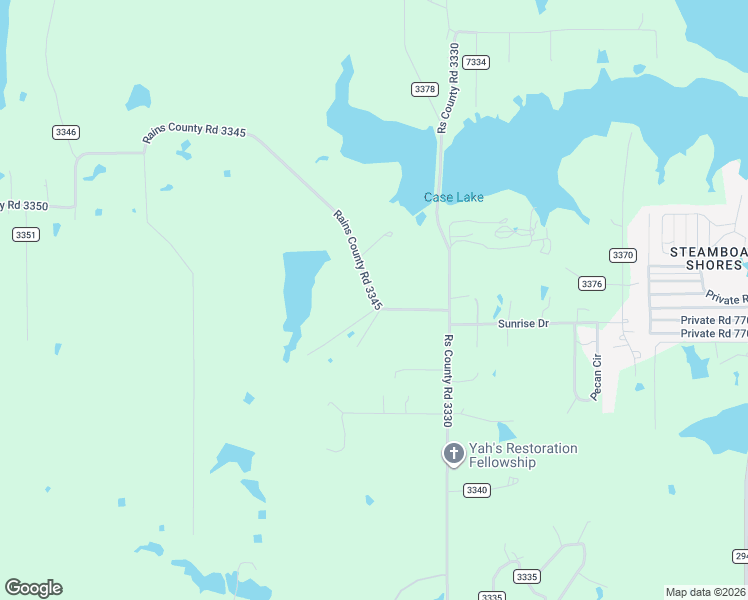 map of restaurants, bars, coffee shops, grocery stores, and more near Rains County Road 3345 in Rains County