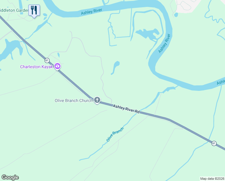 map of restaurants, bars, coffee shops, grocery stores, and more near 34 Middleton Oaks Road in Charleston