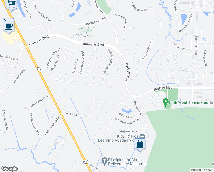 map of restaurants, bars, coffee shops, grocery stores, and more near 1378 Hopton Circle in Mount Pleasant