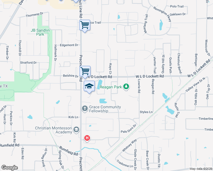 map of restaurants, bars, coffee shops, grocery stores, and more near 5717 Heron Drive East in Colleyville