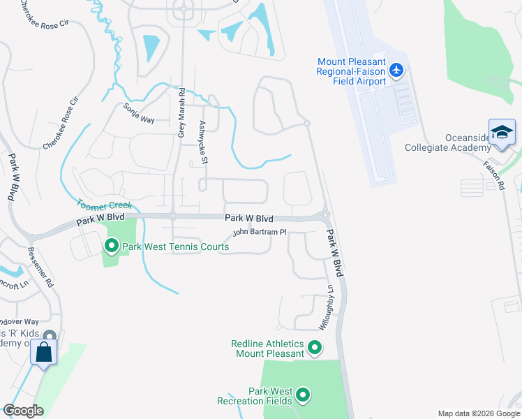 map of restaurants, bars, coffee shops, grocery stores, and more near 1468 Wellesley Circle in Mount Pleasant