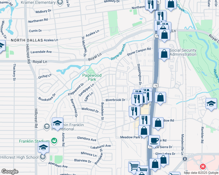 map of restaurants, bars, coffee shops, grocery stores, and more near 10615 Stone Canyon Road in Dallas