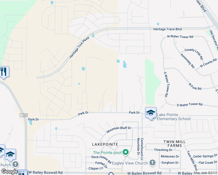 map of restaurants, bars, coffee shops, grocery stores, and more near 9508 Park Drive in Fort Worth
