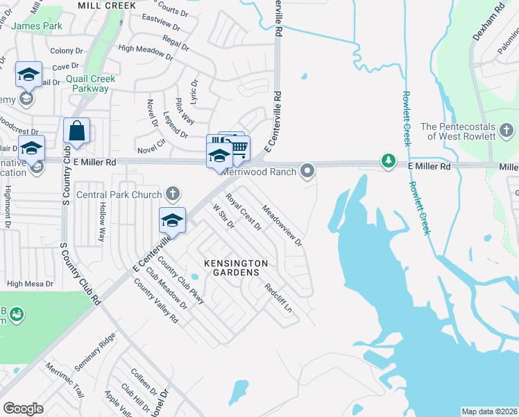 map of restaurants, bars, coffee shops, grocery stores, and more near 1841 Meadowview Drive in Garland