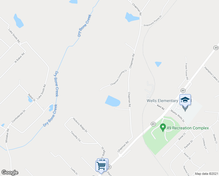 map of restaurants, bars, coffee shops, grocery stores, and more near 249 Chapman Crossing Court in Macon