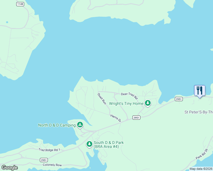 map of restaurants, bars, coffee shops, grocery stores, and more near 1961 Deer Trail Road in Graford