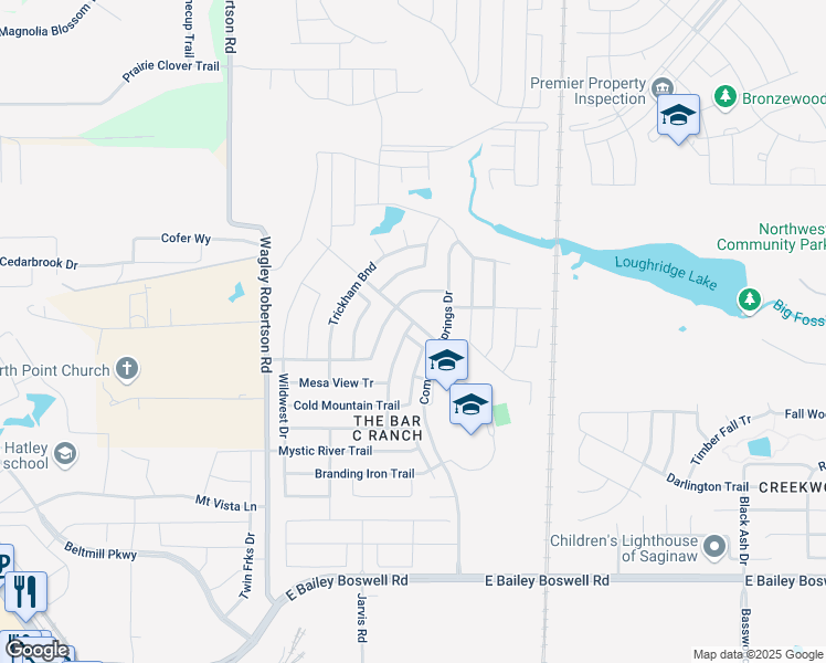 map of restaurants, bars, coffee shops, grocery stores, and more near 8244 Misty Water Drive in Fort Worth