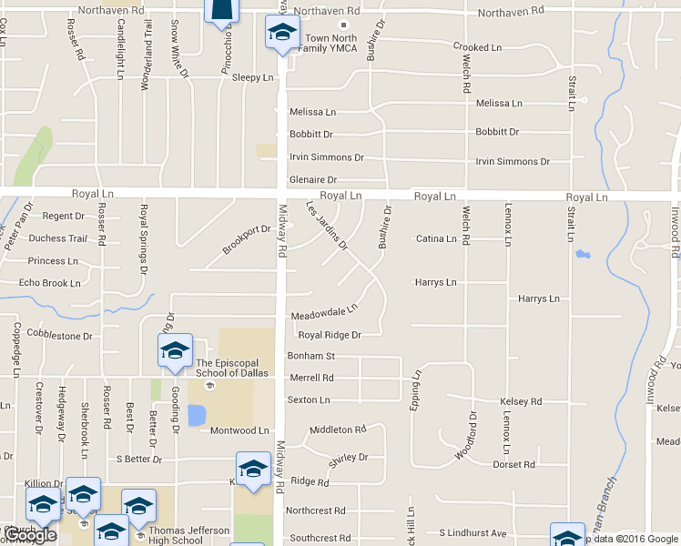 map of restaurants, bars, coffee shops, grocery stores, and more near 10619 De Bercy Ct in Dallas