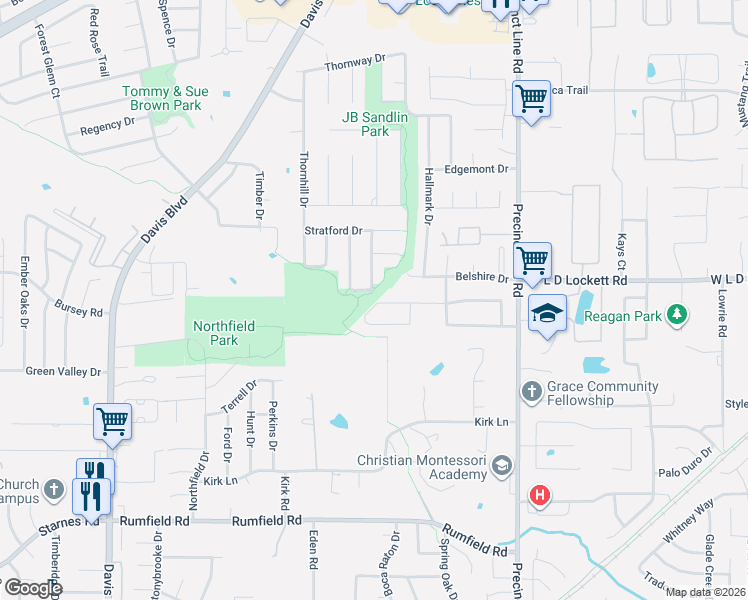 map of restaurants, bars, coffee shops, grocery stores, and more near 8666 Timber Drive in North Richland Hills