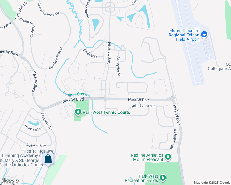 map of restaurants, bars, coffee shops, grocery stores, and more near 1588 Krait Court in Mount Pleasant