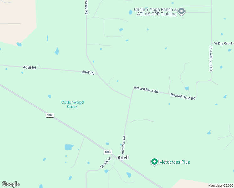 map of restaurants, bars, coffee shops, grocery stores, and more near 411 Advance Road in Weatherford