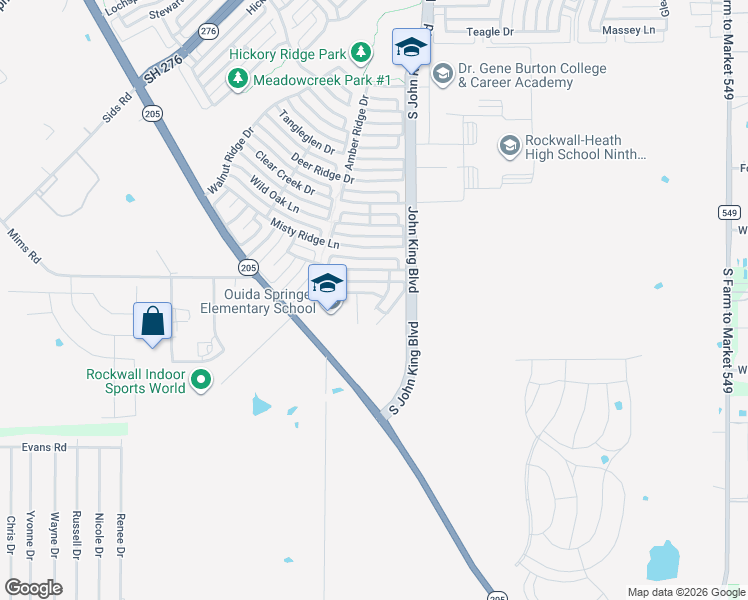 map of restaurants, bars, coffee shops, grocery stores, and more near 3465 Post Oak Drive in Rockwall
