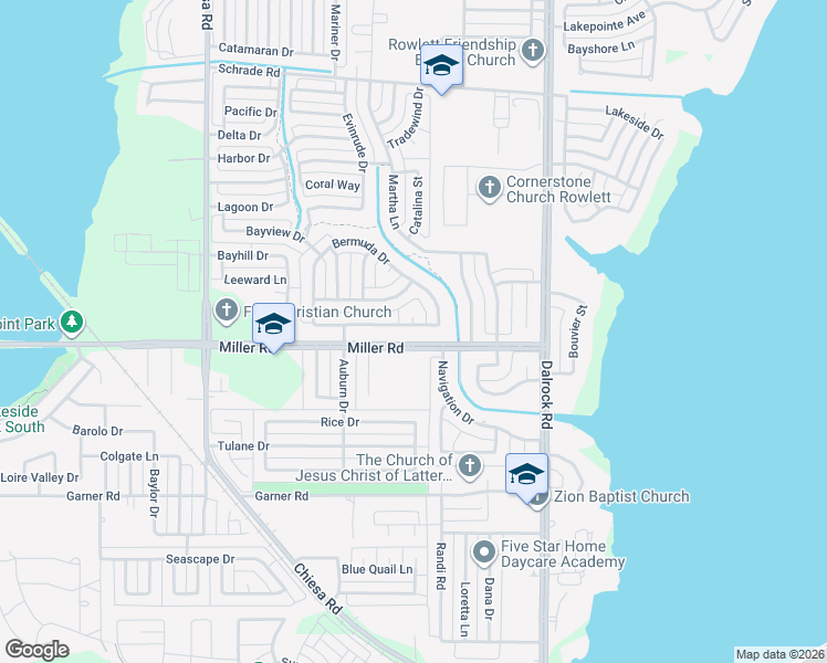map of restaurants, bars, coffee shops, grocery stores, and more near 8010 Straits Drive in Rowlett