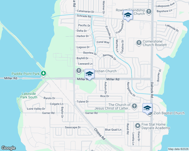 map of restaurants, bars, coffee shops, grocery stores, and more near 3302 Sea Breeze Lane in Rowlett
