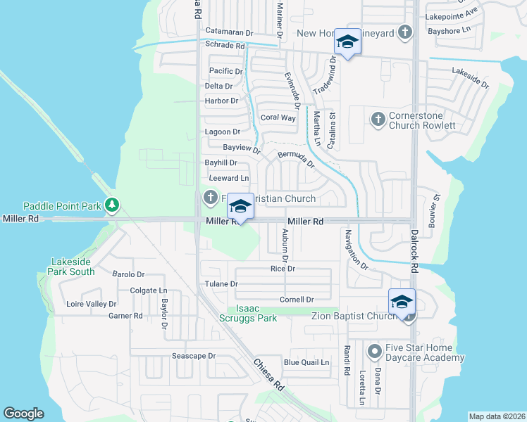 map of restaurants, bars, coffee shops, grocery stores, and more near 7618 Straits Drive in Rowlett