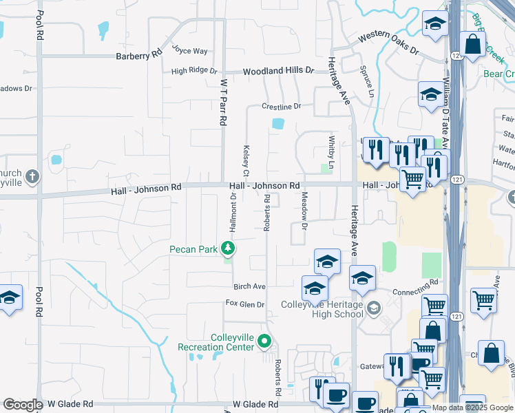 map of restaurants, bars, coffee shops, grocery stores, and more near 3004 Mahan Ct in Grapevine