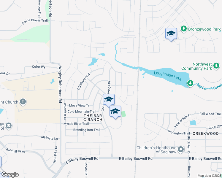 map of restaurants, bars, coffee shops, grocery stores, and more near 8316 Comanche Springs Drive in Fort Worth
