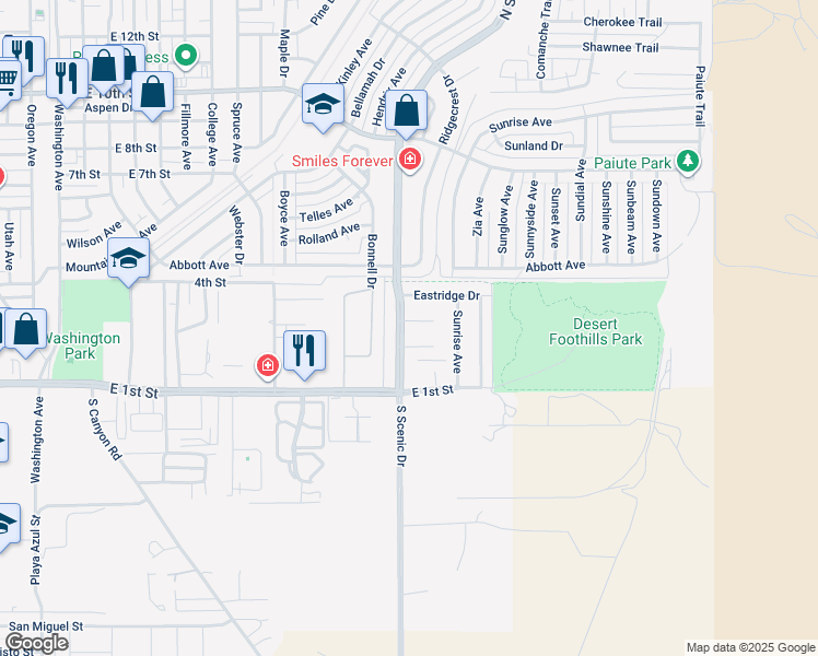map of restaurants, bars, coffee shops, grocery stores, and more near 2500 Eastmont Court in Alamogordo