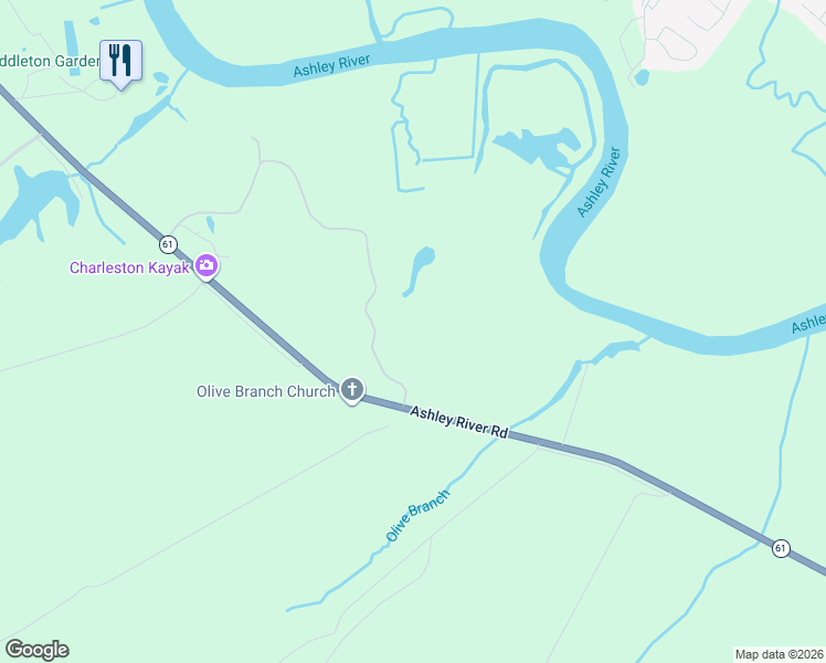 map of restaurants, bars, coffee shops, grocery stores, and more near 34 Middleton Oaks Road in Charleston